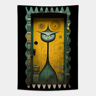 Halloween Witch Yellow Background Tapestry