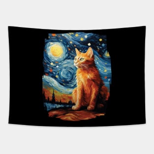 Starry Night Orange Cat - For Van Gogh Cat Moms & Cat Dads Tapestry