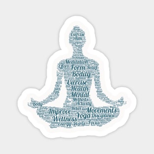 Yoga Excercise in Form Silhouette Shape Text Word Cloud Magnet