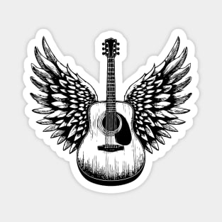 Acoustic Guitar with Wings - Six-String Strumming Magnet