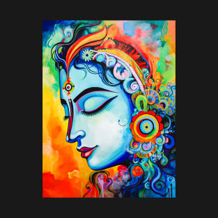 Krishna's Lila: Gorgeous Abstract Digital Art Print of Lord Krishna T-Shirt
