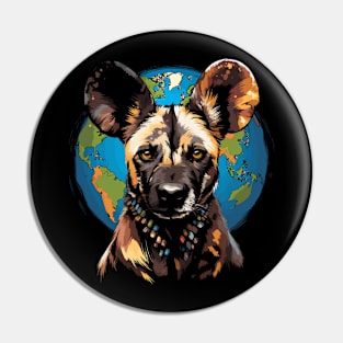 African Wild Dog Earth Day Pin