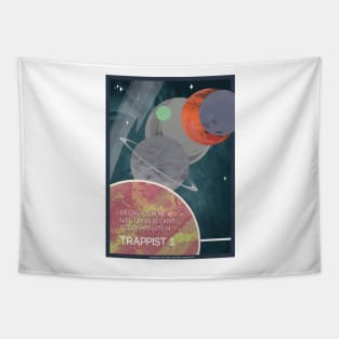 Trappist 1 Colony Vintage Space Poster Tapestry