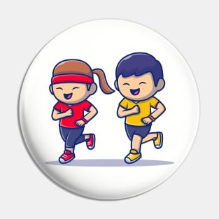 Cute People Jogging Pin