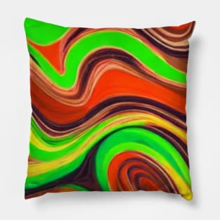 Colorful Abstract Paint Swirls Pillow