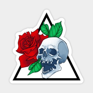 Skull and Rose Flower Triangular Shape Magnet