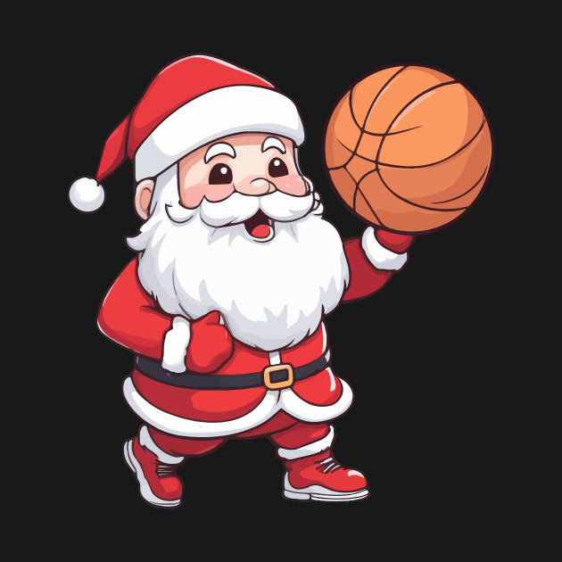 Santa Playing Basketball Christmas by Rishirt