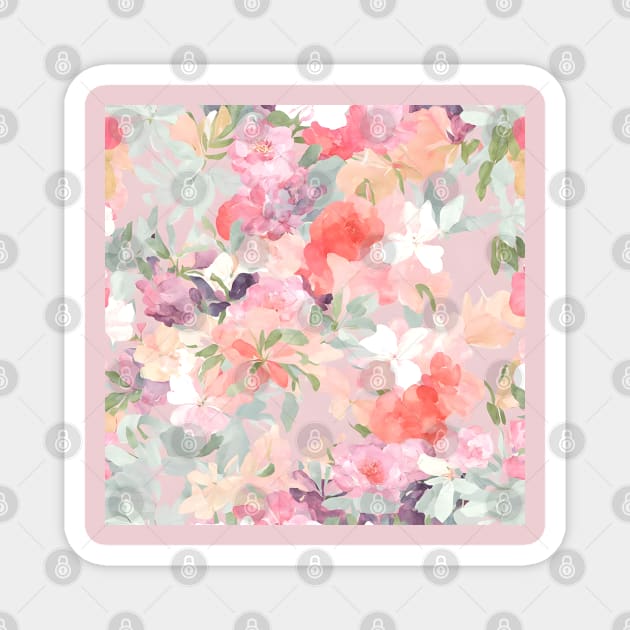 Warm Pastel Abstract Spring Wildflowers Trendy Watercolor Flowers Pattern Magnet by PetalsPalette