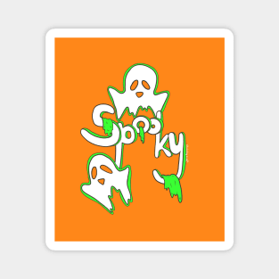 Spooky Ghosts with orange background Magnet