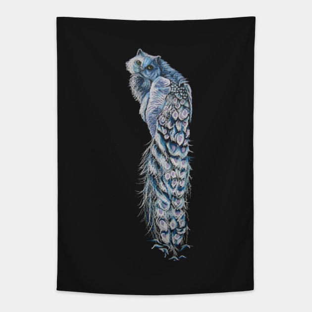 Peacock Cat Mix Tapestry by RaLiz