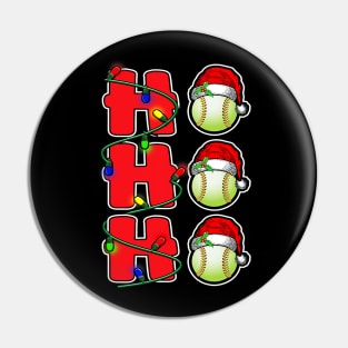 Ho Ho Ho Santa Hat Softball Ball Christmas Funny Men Women Pin