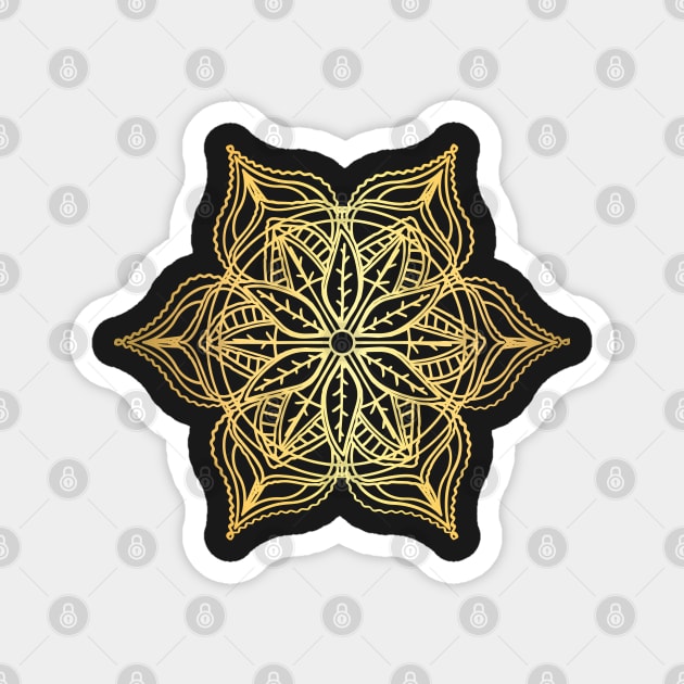 Gold Meditation Mandala Magnet by sarahwainwright