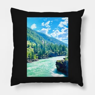 Kootenai Falls Flowing through the forest Pillow