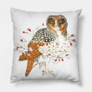 Owl and Cherry Flowers Pillow