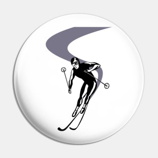 Slalom Skiing Retro Pin