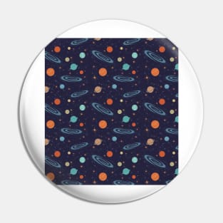 Multicolored planets with satellites in outer space Pin