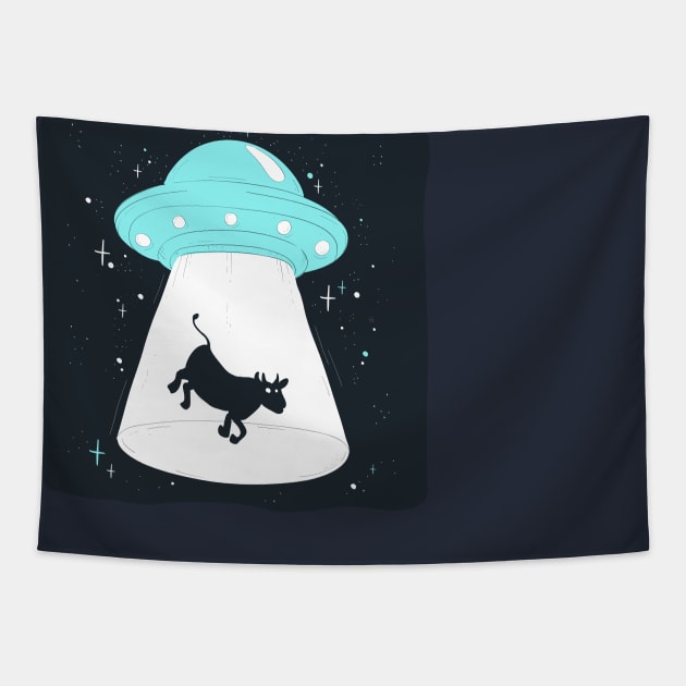 UFO Cow Tee Tapestry by IrinaEA