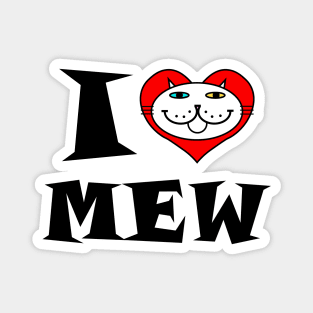 I Heart Cat -White Cat 2 Eye Colors Magnet