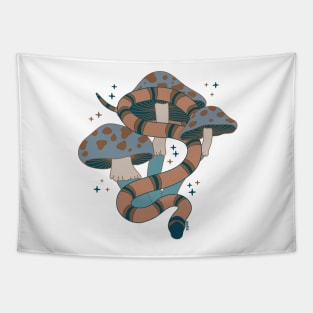 Snake and Mushrooms - Chocolate mint Tapestry