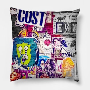 Street Art NYC Graffiti Stickers SoHo Manhattan Pillow