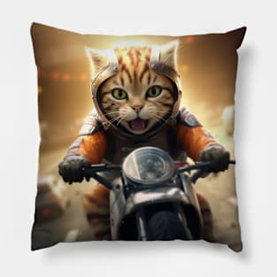 Kitty Moto Race Pillow