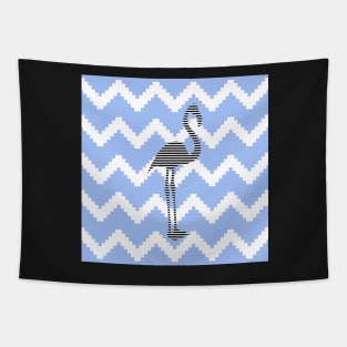 Flamingo  - abstract geometric pattern - blue and white. Tapestry