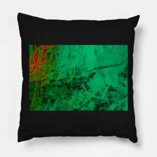 Green red abstract digital painting from a scratched stonewall H1 Pillow