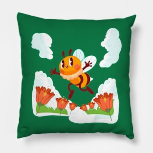 Bee Flower Hand drawn Pillow