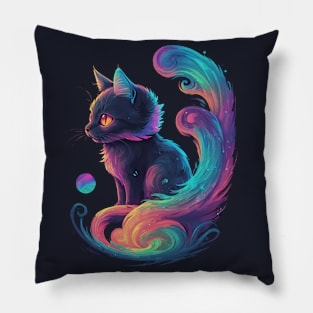 Neon pink cat Pillow