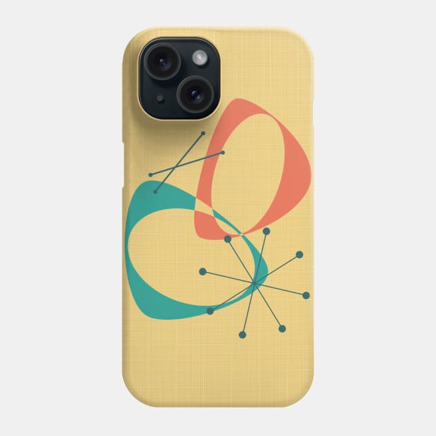 Mid Century Modern Abstract in Yellow, Teal and Orange Phone Case by tramasdesign
