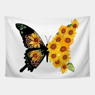 Butterfly Sunflower Retro Vintage Hippie Design Tapestry