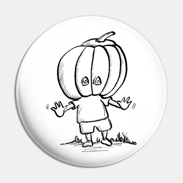 The Boy With The Halloween Pumpkin Head Pin by brodyquixote