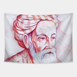 Omar Khayyam Portrait | Omar Khayyam Artwork | Line Art Tapestry