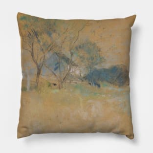 House and Tree by John Henry Twachtman Pillow