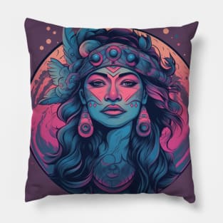 Native Shaman Magic Woman Pillow