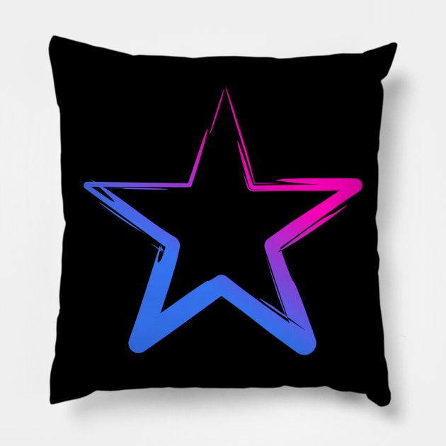 Star Shaped Abstract Brush Pillow by kezeharianz