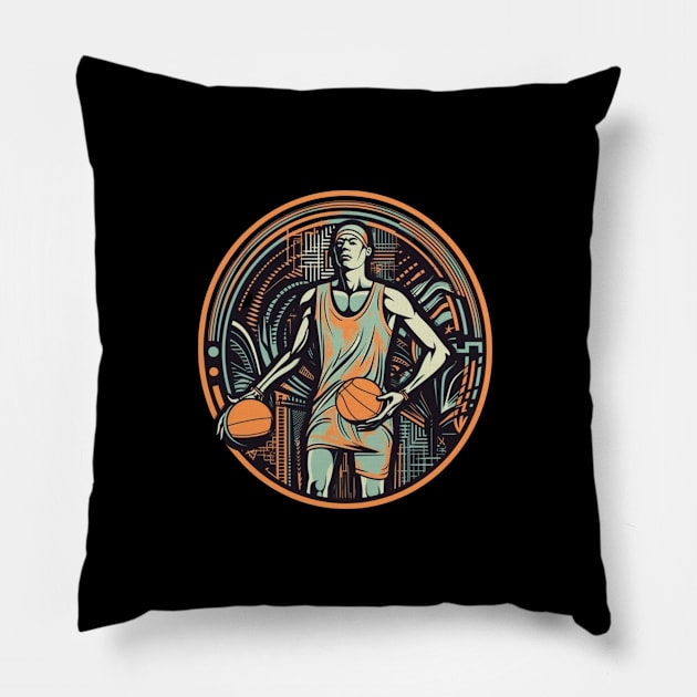 Vintage Basketball Player Pillow by Imou designs