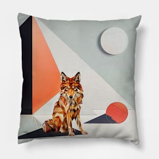 Geometric Wolf: Fusion of Nature and Minimalist Art Pillow