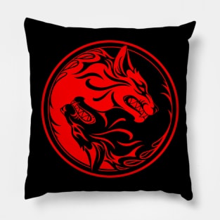 Black and Red Yin Yang Wolves Pillow