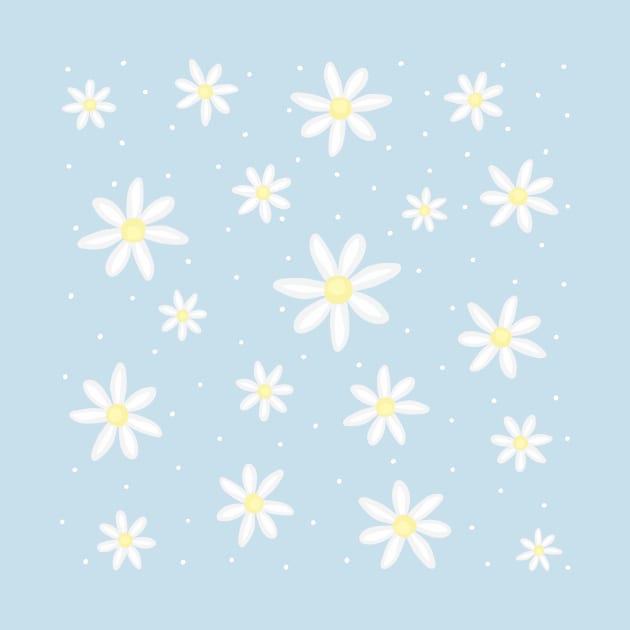 Cute Spring Daisy Flower Pattern Digital Illustration by AlmightyClaire