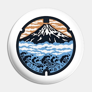 Mount Fuji Manhole Cover Art Pin