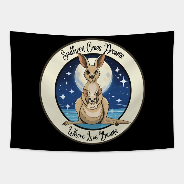 Southern Cross Dreams, Where Love Beams Kangaroo Love Tapestry by LozsArt