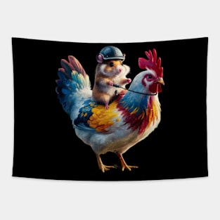 Hamster Riding a Chicken Tapestry