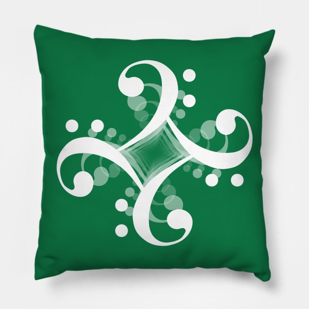 Four Leaf Bass Clef Pillow by Dawn Anthes