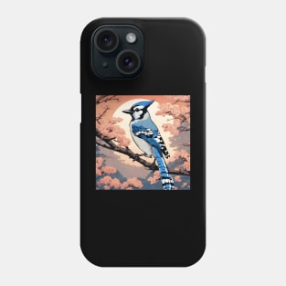 Blue Jay Bird Vintage Retro Japanese Blue Jay Girl Loves Bird and Bird Mom Phone Case