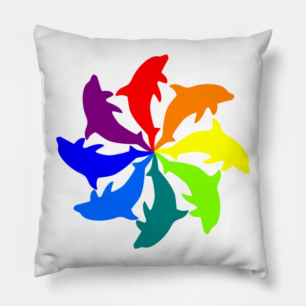 Dolphin Color Wheel Pillow by Shrenk