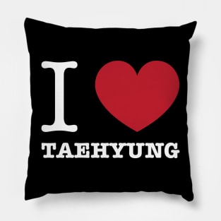 I love BTS Taehyung typography white Morcaworks Pillow