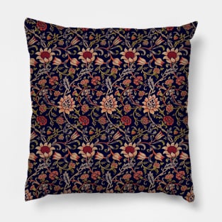 William Morris Evenlode Textile Pattern on Blue Pillow