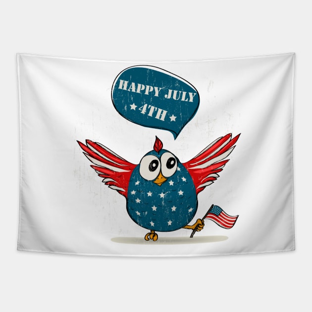 4th Of July Funny patriotic bird Tapestry by Ben Foumen