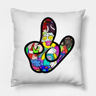 Cool rock and roll hand gesture logo drawing Pillow